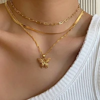 ywzixln boho charm multi layer chain gold color butterfly pendant fashion necklaces bijoux for women elegant choker jewelry n059