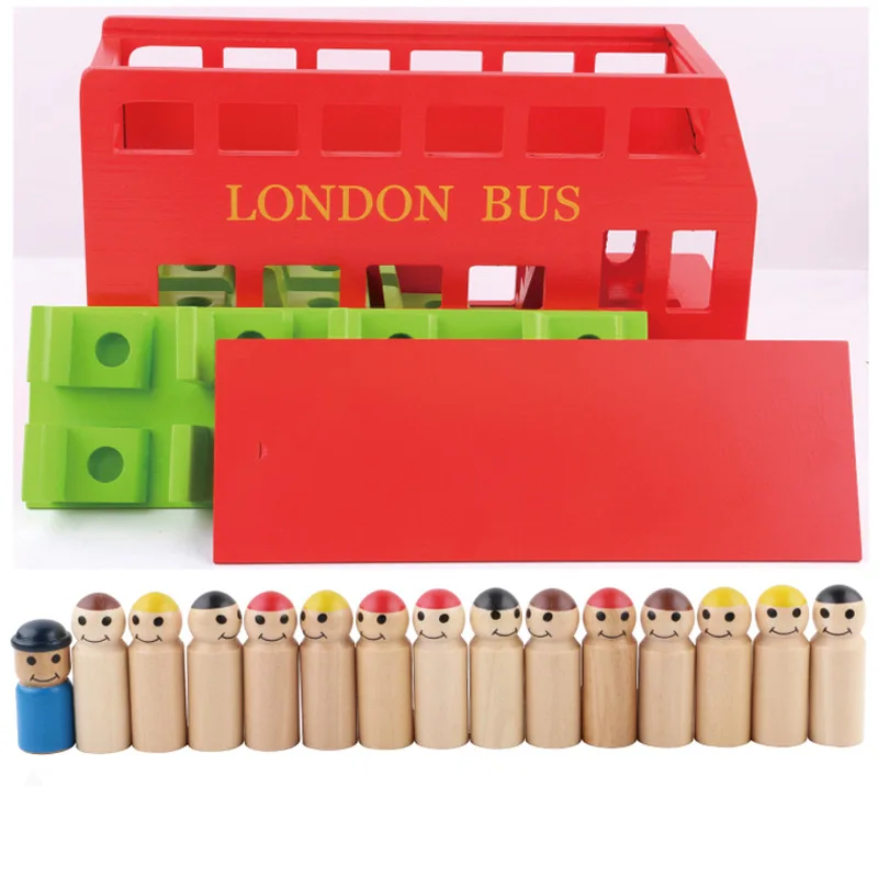 Wooden Car Model Red 2 Layer London Bus Early Childhood Cognitive Puzzle Toys for Children Chiristmas Birthday Gifts | Игрушки и хобби