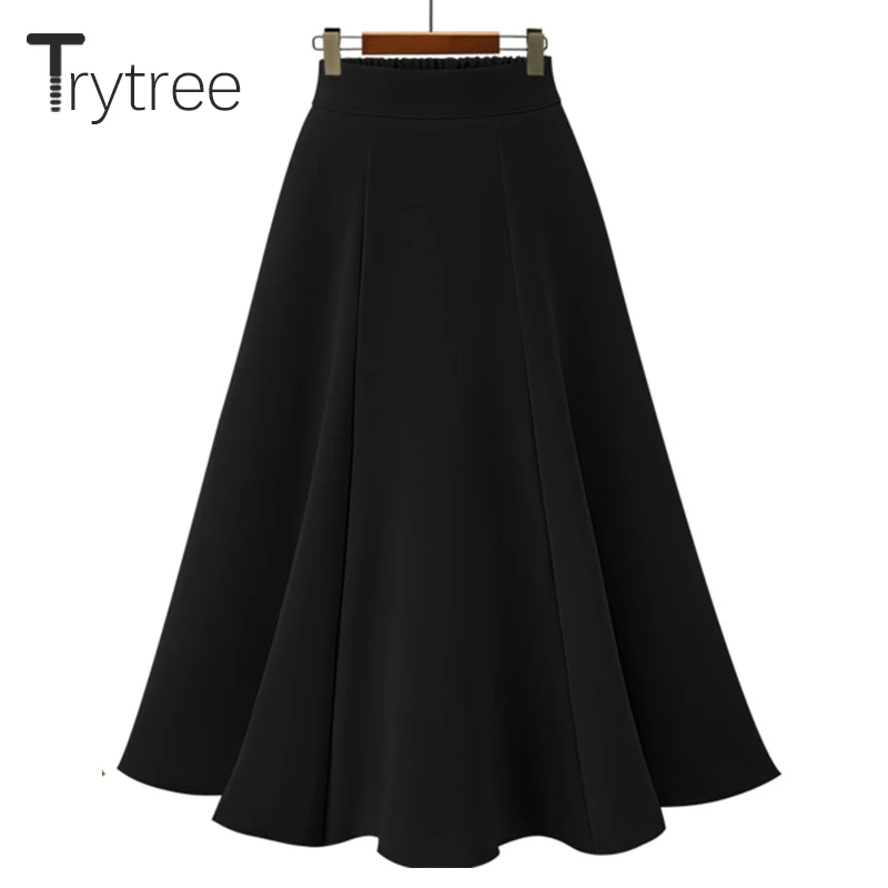 Женская Повседневная юбка Trytree однотонная офисная трапециевидной формы на