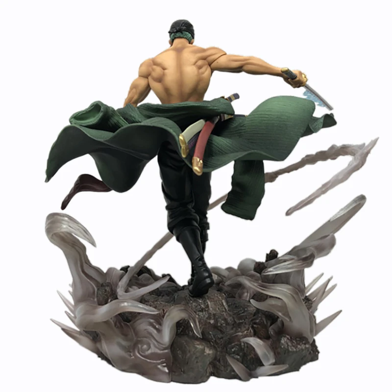 Günstig One Piece Anime Modell GK Lorenor Zorro Kampf Version Action Figur 29cm PVC Puppe Statue Sammlung Spielzeug Desktop Dekoration Figma