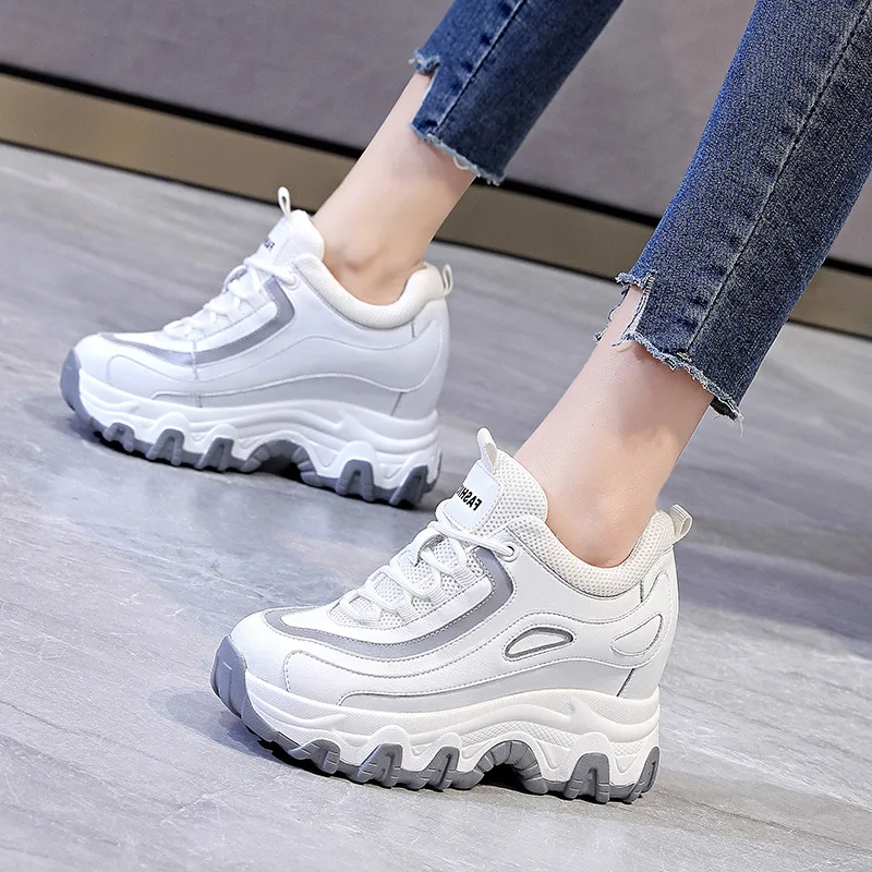 

Spring Autumn Mixed Color Shoes Women Platform Casual Sneakers Breathable Sport Shoes Ladies Height Increasing Sneaker C0017