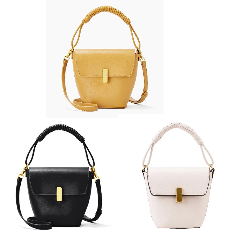 Дамские сумочки из натуральной кожи Новинка лета 2022 желтая и белая сумка на плечо