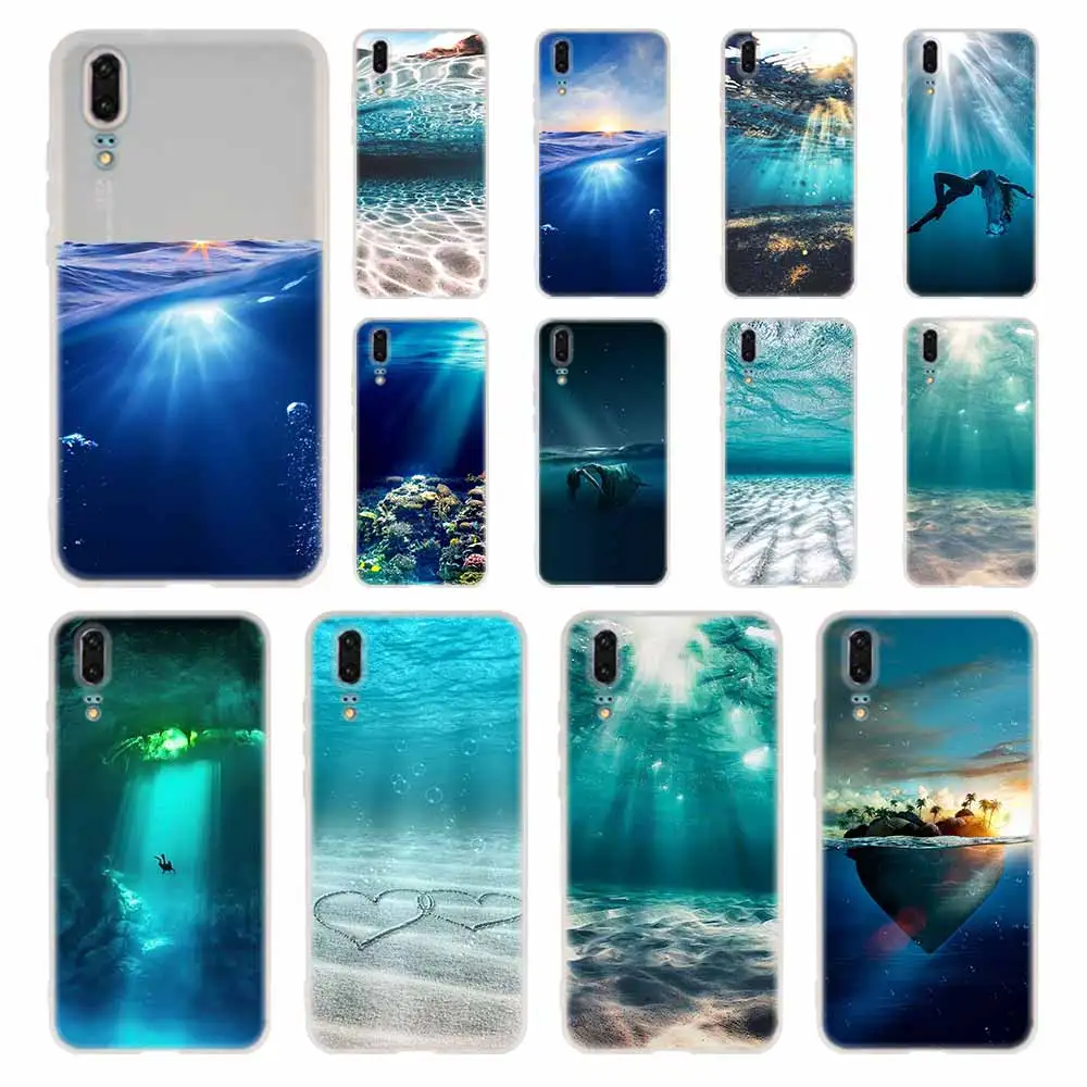 Силиконовый мягкий чехол из ТПУ для Huawei P30 P40 P20 Pro P10 P9 Lite P Smart Z 2020 Light In the sea