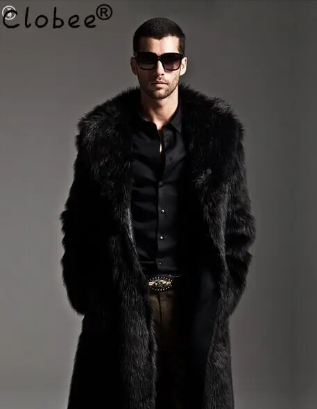 Пальто из искусственного меха размера плюс 5XL 6XL ветровка мужское длинное пальто