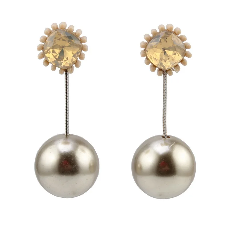 Висячие серьги Florosy с подвеской в виде хрустального шара имитацией жемчуга для