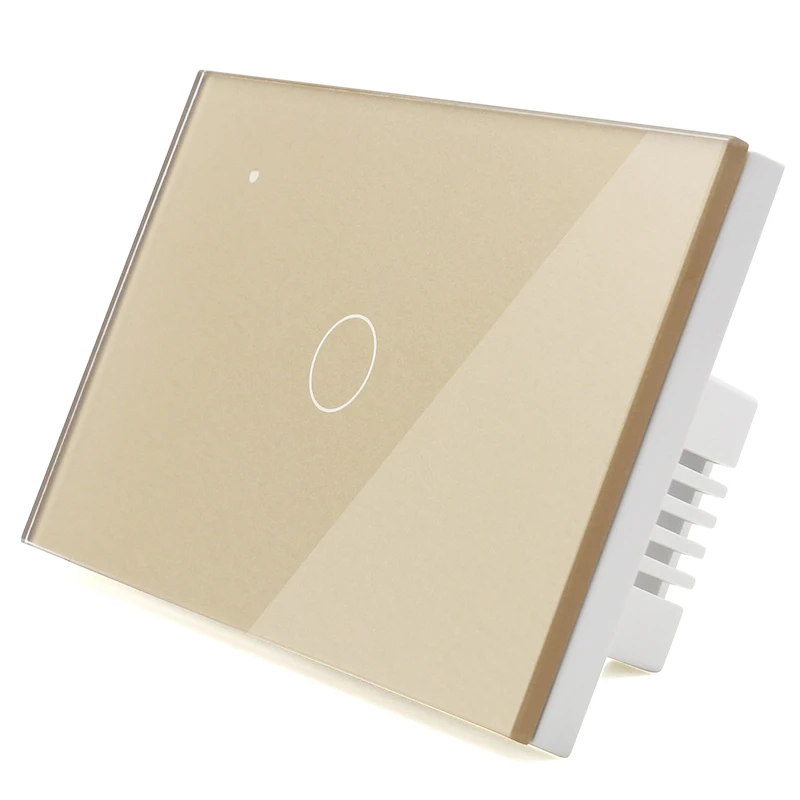 WIFI сенсорный светильник настенный выключатель Золотое стекло синий светодиод