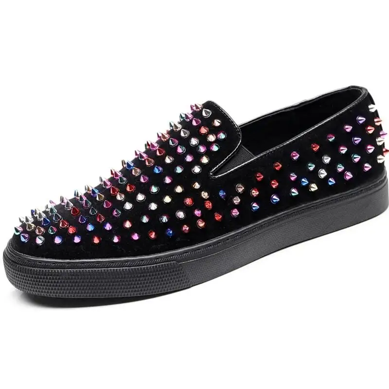 

luxury summer shoes men fashion breathable rivets shoe slip-on flats sneakers platform mens loafers personality chessure homme