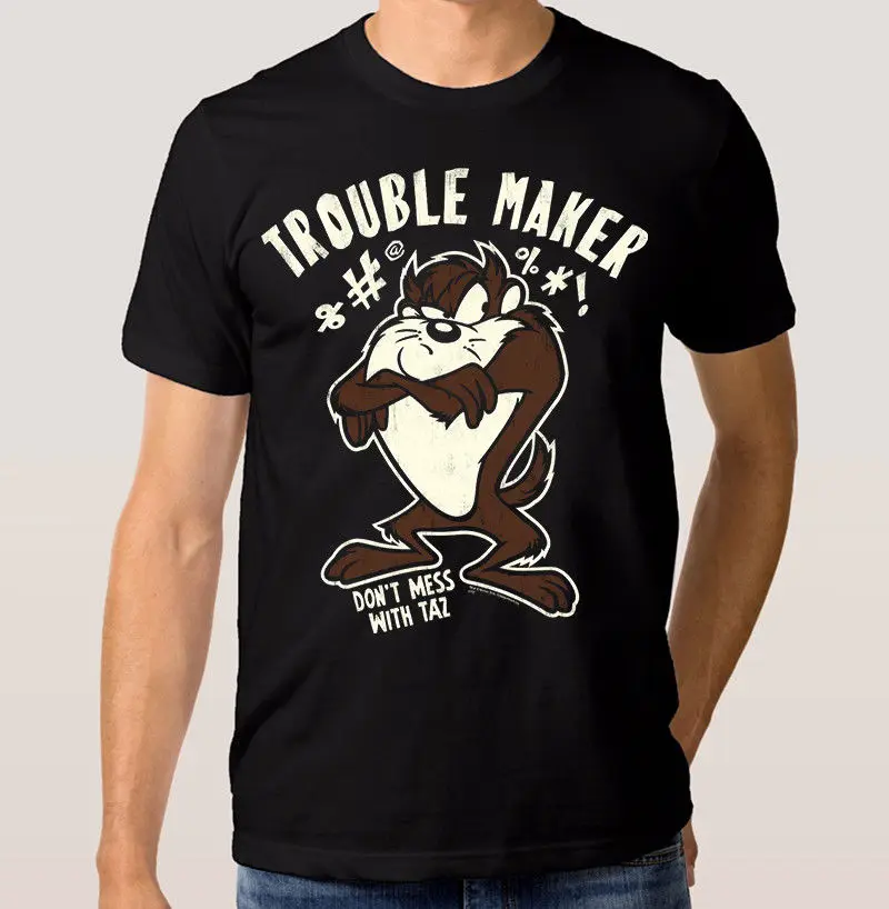 Taz 'Trouble Maker' Art t Shirt Тасманский Дьявол Looney Tunes все размеры футболка с принтом на