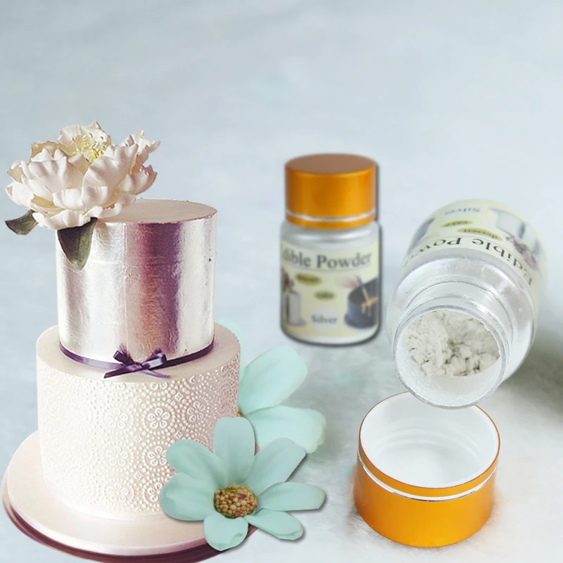 Съедобные пищевой краситель серебряный порошок 10 г в выпечки и кондитерских торт