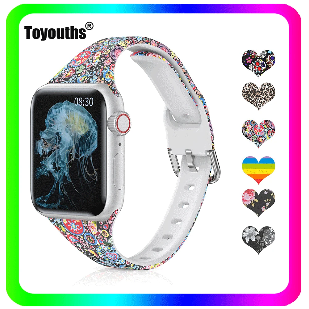 Toyouths печатных силиконовый ремешок для наручных часов Apple Watch брюки спортивные с