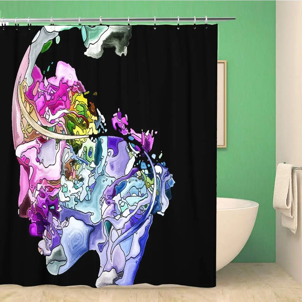Душевая занавеска для ванной комнаты абстрактное расположение профиля головы