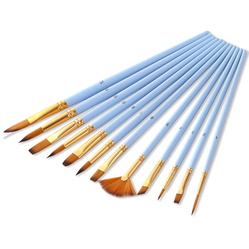

12pcs/set Long Tail Nylonhair Hook Line Pen Painting Brush DIY Art Supplies Tool Art Stationery Watercolor Painting Pen Brush