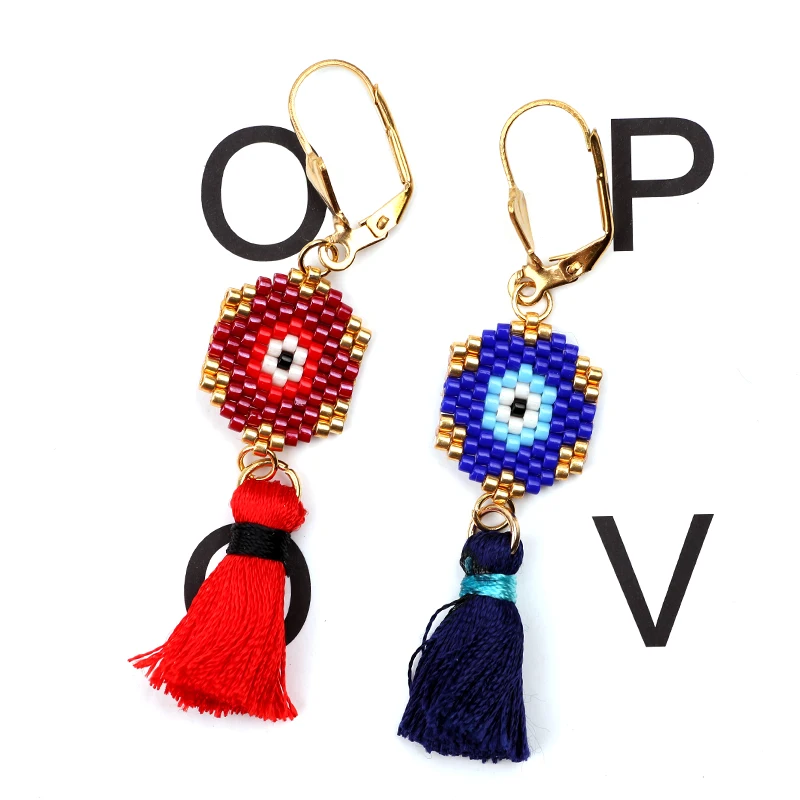 

FAIRYWOO Hanmade Golden Earrings Evil Eye Pendientes Earrings Ethnic Hot Sale Jewelry For Women Rhinestone Earrings Accessories