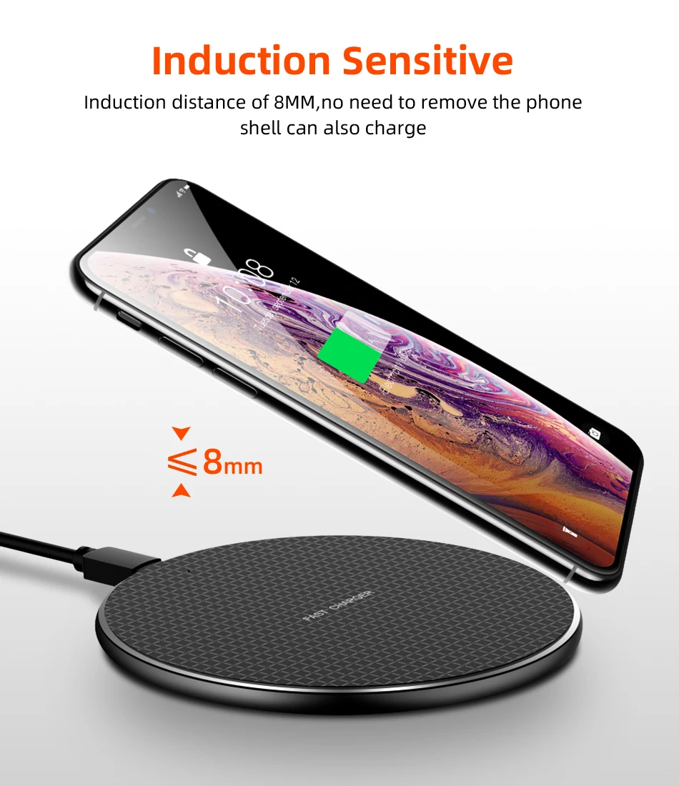 10 Вт Qi Беспроводное зарядное устройство для телефона для iPhone X XS Max беспроводной адаптер быстрой зарядки зарядное устройство для телефона беспроводной коврик для samsung huawei