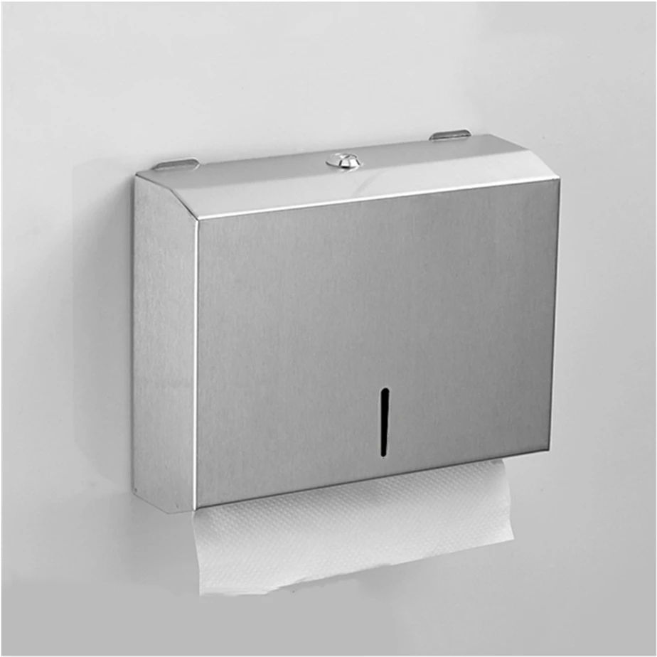 Black Paper Towel Box Hotel Home Large Capacity Tissue Box Wall Mount 304 Stainless Steel Anti-theft Key Lock Paper Towel Holder