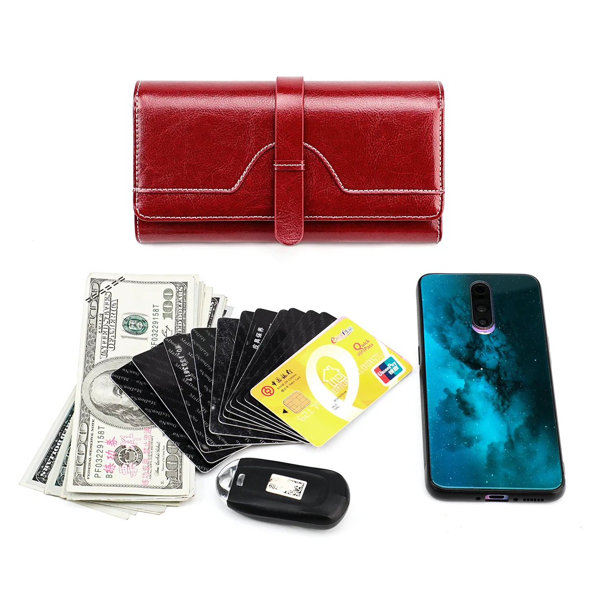 Senorita Vintage Women Wallet Split Leather Long Hasp Zipper Trifold Purse Credit Card Holder Wallet Female