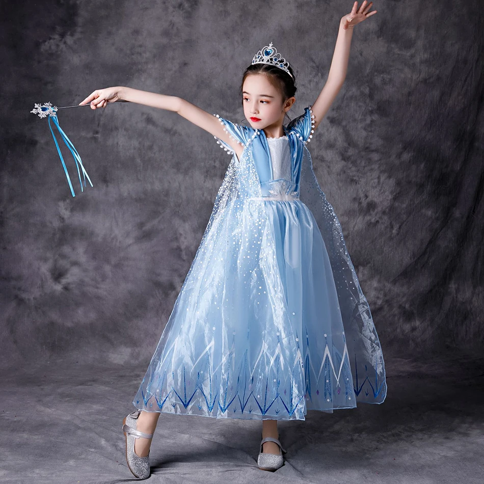 

Princess Anna Elsa 2 Girls Dress Kids Dresses for Girls Baby Halloween Party Dresses Children Cosplay Costume