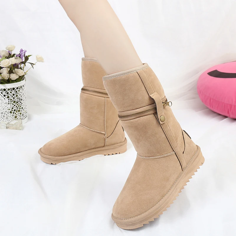 APHIXTA/высокие зимние сапоги женская зимняя обувь на молнии с двусторонней