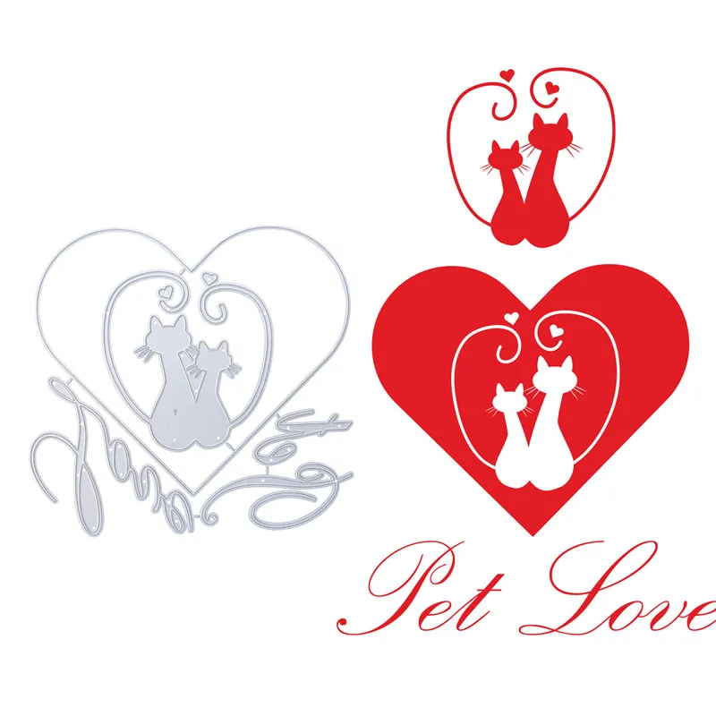 GJCrafts Metal Cutting Dies Pet Cat Love Stencils for DIY Scrapbooking Embossing Paper Wedding Cards Die Cuts Photo Album Making |