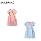 Оптовая продажа, 2 шт., платье для девочек SAILEROAD, костюм единорога для детей, одежда 2021, Детские вечерние платья для девочек, одежда