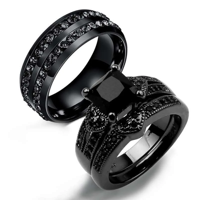 

Couple Zircon Ring Women's Diamond Rings Men's Jewelry Loki Vintage Sets Set Attack on Titan Gothic Wedding Punk Aesthetic 2021