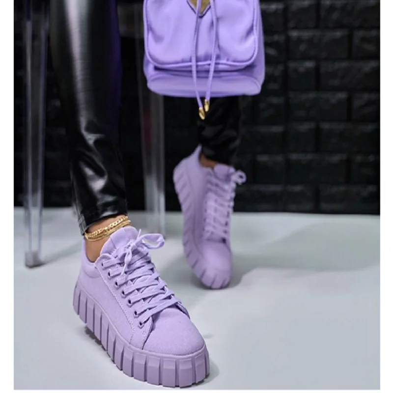 

2021 New Summer and Autumn Thick-soled Front Lace-up Canvas Shoes Women's Platform Comfortable Sports and Leisure Fashion Shoes