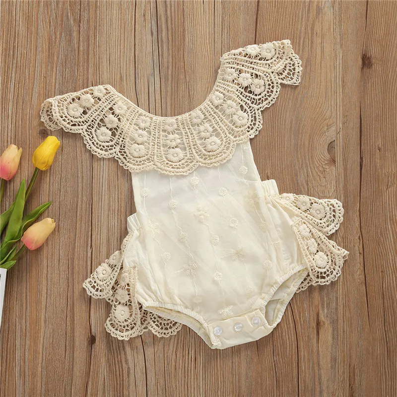 

Summer Baby Girl Rompers Newborn Baby Clothes Toddler Solid Lace Romper Jumpsuit One-Pieces 0-24M