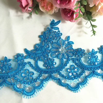 Light blue 3 ярда/лот цвет кружева отделка шампанское абрикосовый синий зеленый розовый автомобиль плетеное кружево отделка Блестки Ткань Свадебные украшения - Цвет: Light blue