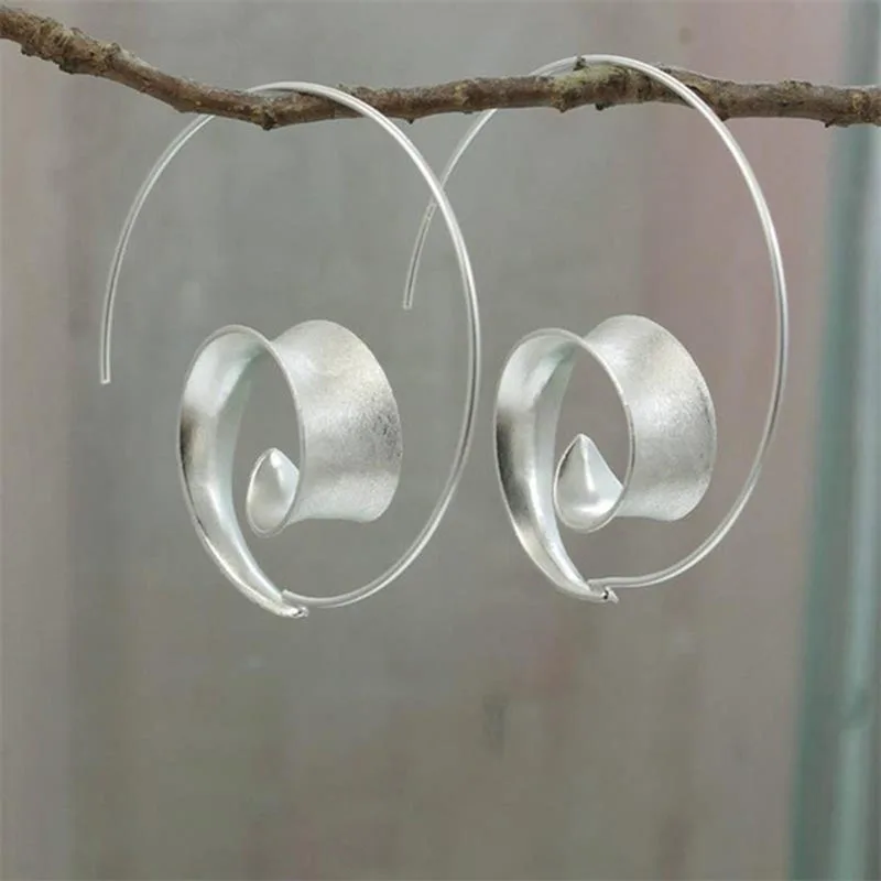 

Newly Women Spiral Shape Wire Hoop Earrings Unique Anniversary Gift Stylish Female Earring for Party Statement Jewelry