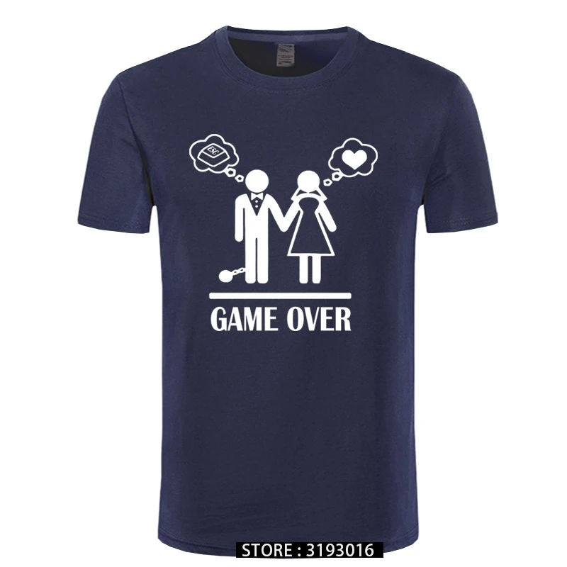 

Новая футболка Game Over, новый дизайн, для свадьбы, брака, пары, модные повседневные летние футболки в стиле хип-хоп, хлопковая футболка с коротким рукавом