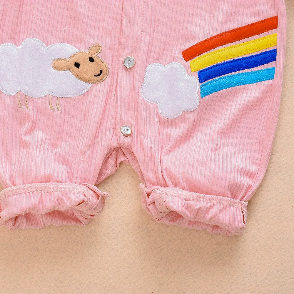 

New Newborn Baby Girls Rainbow Colorful Printed Long Sleeve Winter Cotton Romper Kid Jumpsuit Playsuit Outfits Clothing 0-24M