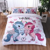 kawaii unicorn 3d print comforter bedding set cartoon girls duvet cover sets pillowcase twin full queen king size home textile