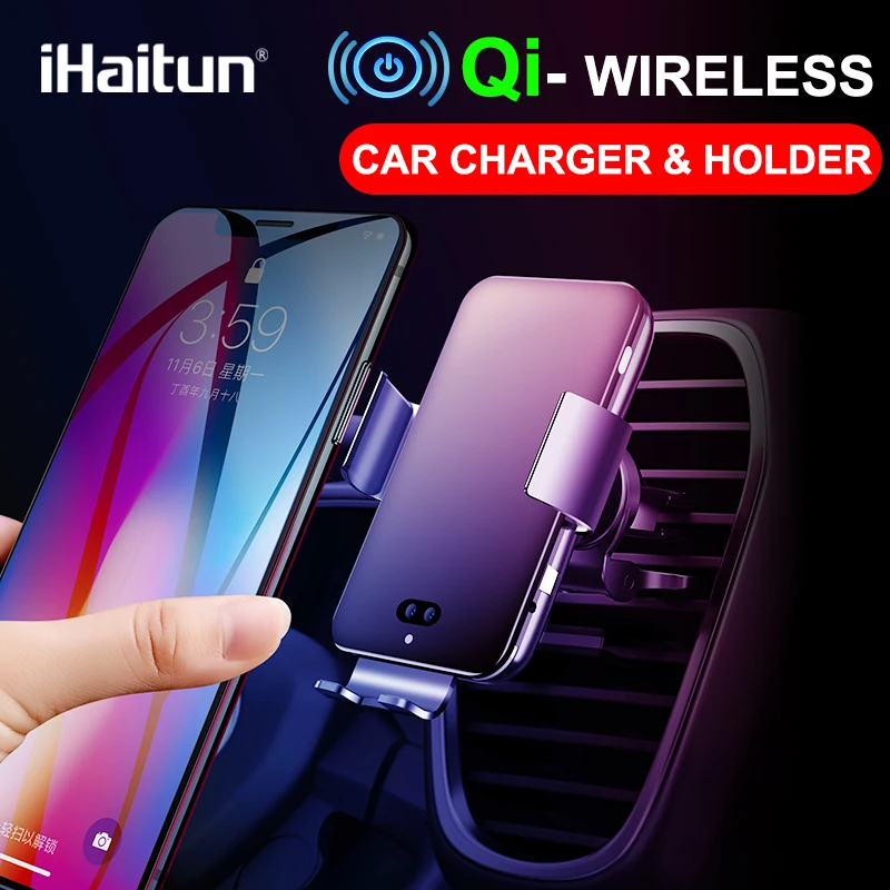 IHaitun Qi Беспроводное Автомобильное зарядное устройство для iPhone XS MAX samsung S10