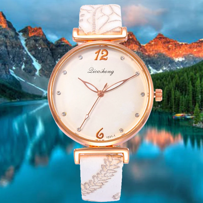 

Цветы белый кожаный браслет Женские часы лучший бренд Элегантные Роскошные Кварцевые женские часы маленькие запястья Reloj Mujer Reloj