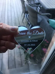 Заказной зеркальный магнит для сохранения даты, серебристый или золотой, акриловый, на годовщину, на холодильник, подарки на свадьбу, день рождения для гостей вечерние вечеринок