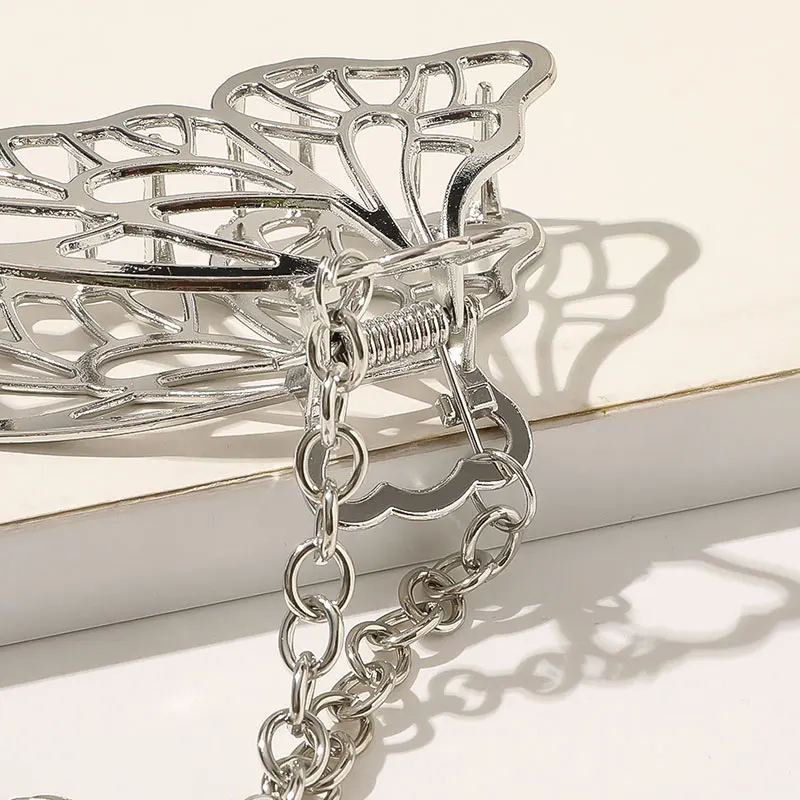 

Hollow Out Butterfly Heart Tassel Hair Pins Women Girl Vintage Metal Silver Color Harajuku Claws Hair Clip Jewelry Accessories