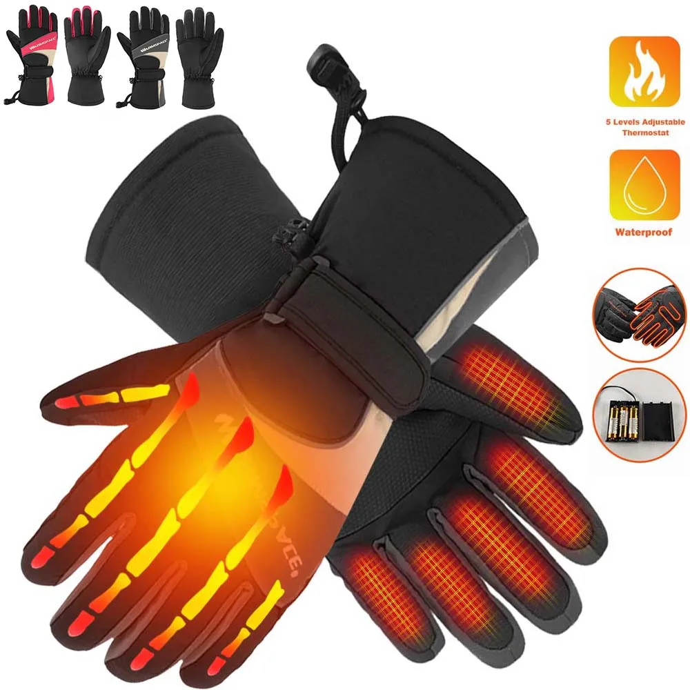 Зимние перчатки с подогревом Нескользящие мотоциклетные водонепроницаемые