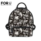FORUDESIGNS, Новое поступление, женский рюкзак из искусственной кожи, готический принт черепа, роскошный Повседневный Многофункциональный рюкзак на молнии, сумка