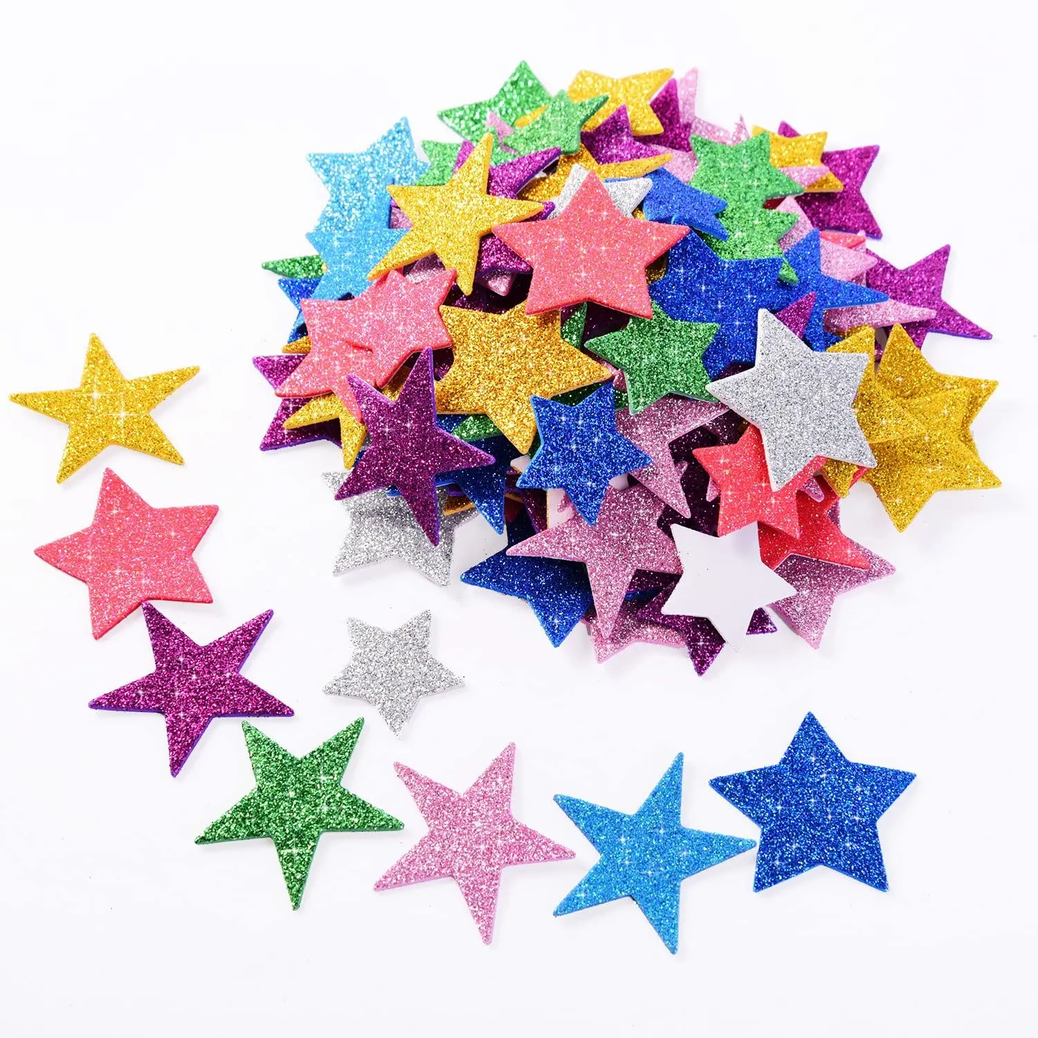 Pegatinas de goma EVA autoadhesivas con purpurina para ni&ntilde;os, decoraci&oacute;n para fiesta de graduaci&oacute;n, cumplea&ntilde;os, juguetes educativos DIY, 45 Uds.-0