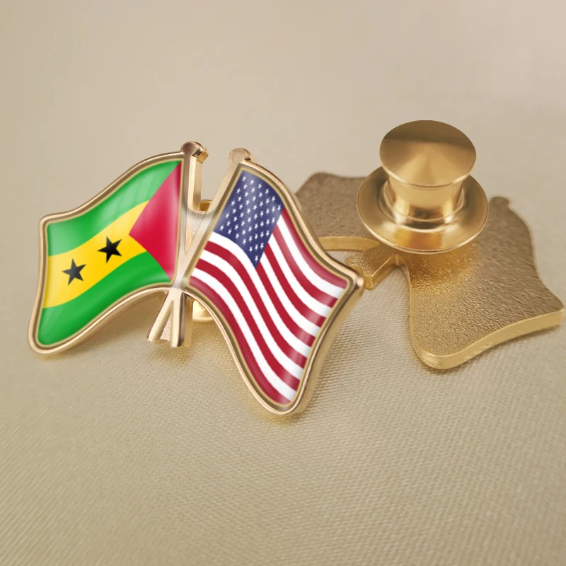 Соединенные Штаты Сан-Томе и Принсипи перекрестные двойной флаг дружбы значков