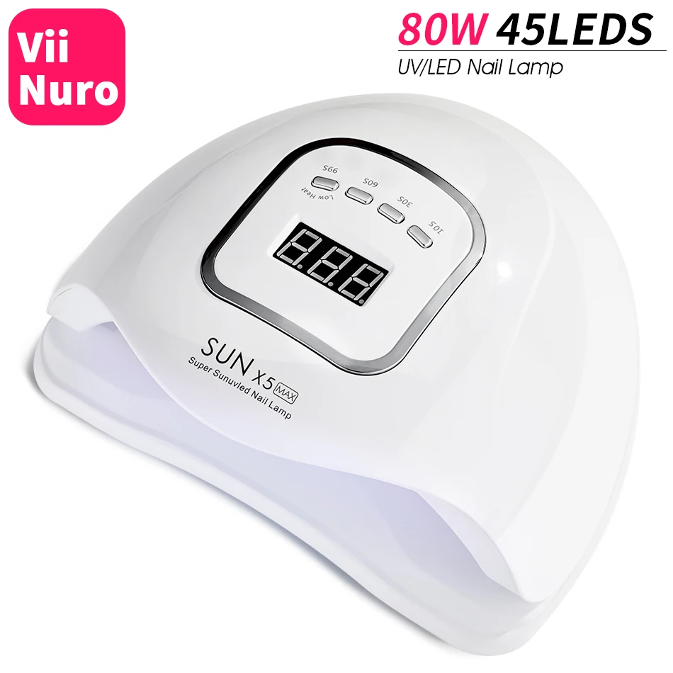 Сушилка для ногтей ViiNuro 80 Вт Sun X5 MAX Гель лак лампа маникюра сушка с синхронизацией