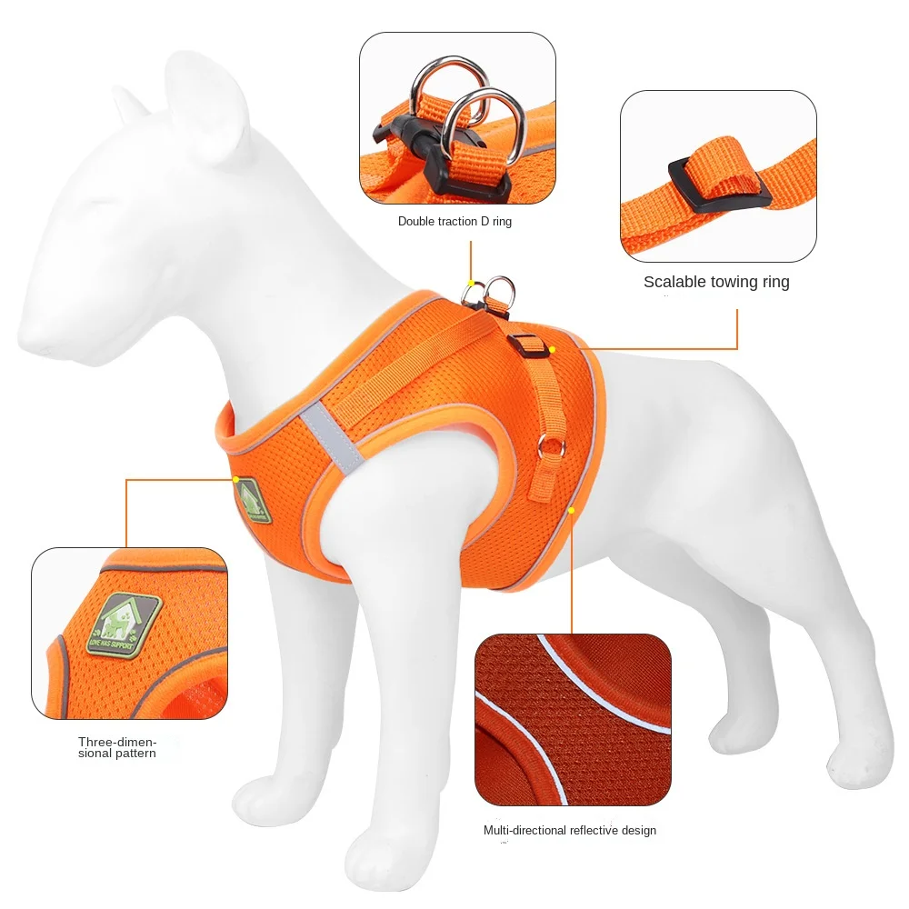 

2022 New Dog Harness Soft Adjustable Pet Harness Outdoor Small Dogs And Cats Chest Strap Reflective Puppies Walking Collar