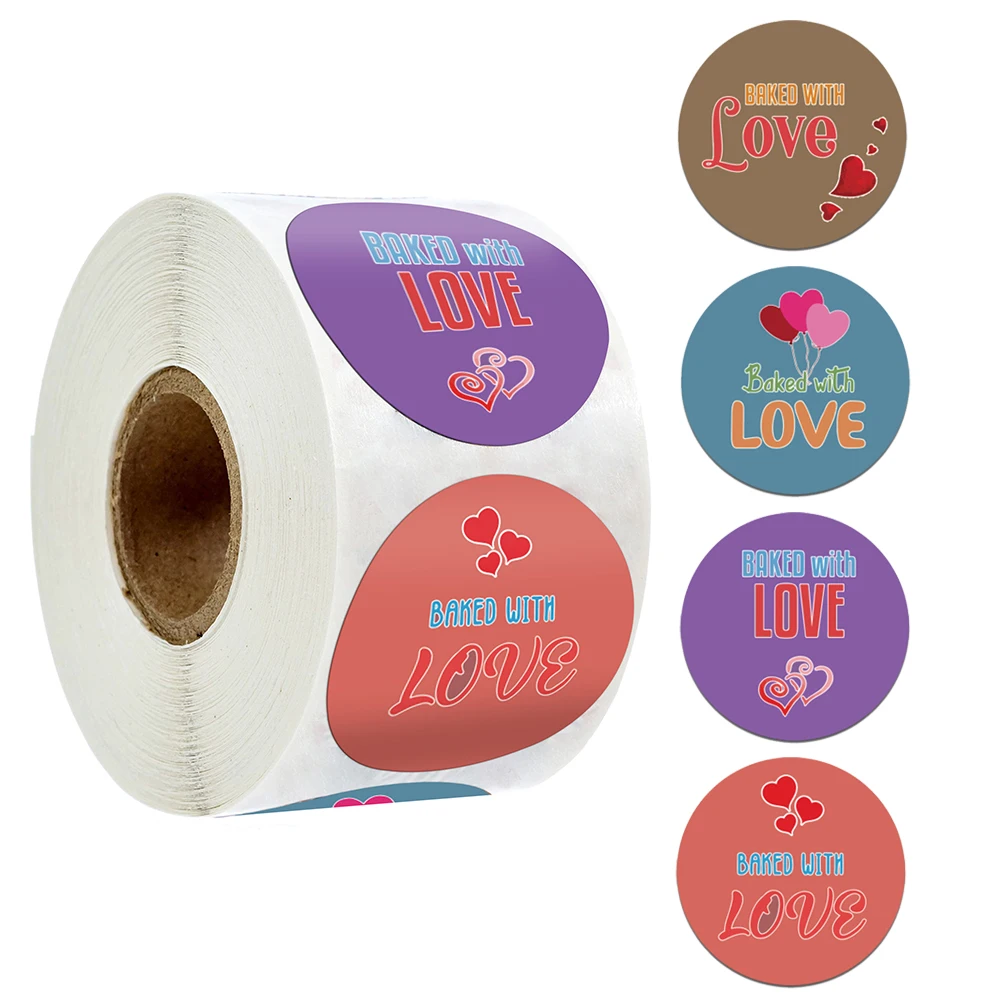 

Красочные этикетки наклейки запеченные с любовью наклейки для скрапбукинга 500 шт. для свадьбы рождественской упаковки продуктов