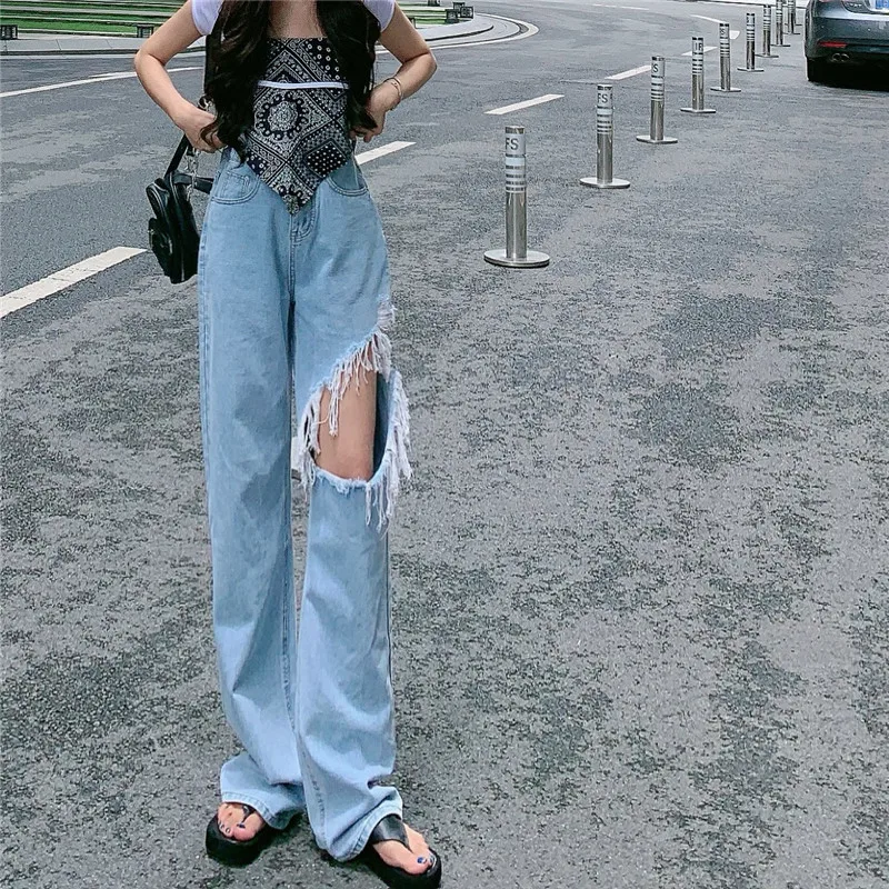 Высокая Талия визуально удлиняющие ноги и неподшитой кромкой сломанной Медь