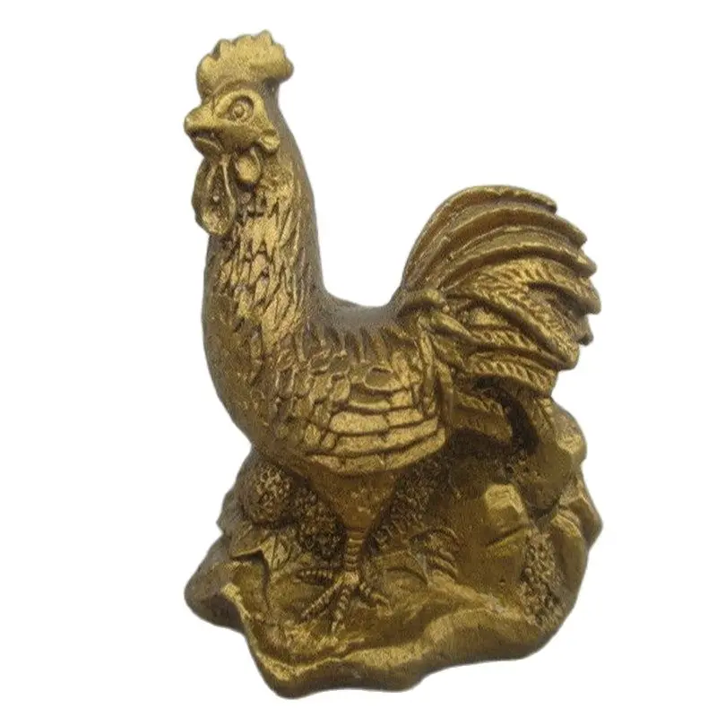 

China's Rare Manual Hammer Copper Statue Of Chinese Zodiac Chicken