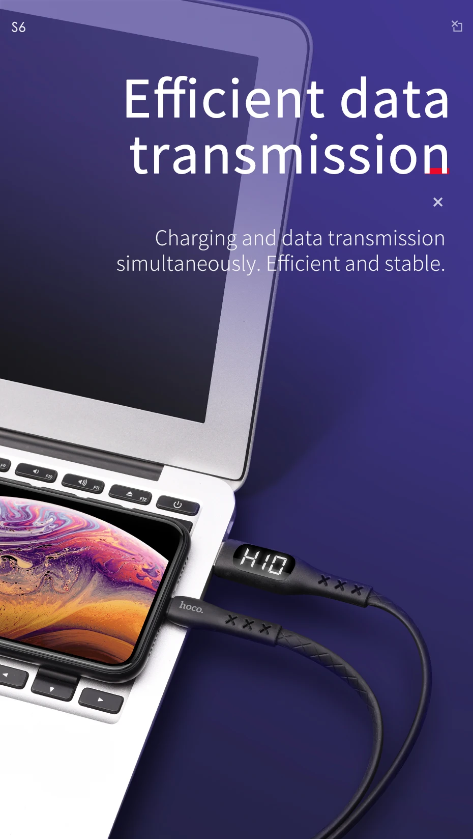 HOCO кабель синхронизации usb зарядный кабель синхронизации данных светодиодный экран дисплей Быстрая зарядка провода для Apple iPad iPhone X XS MAX XR 8 7 6 5