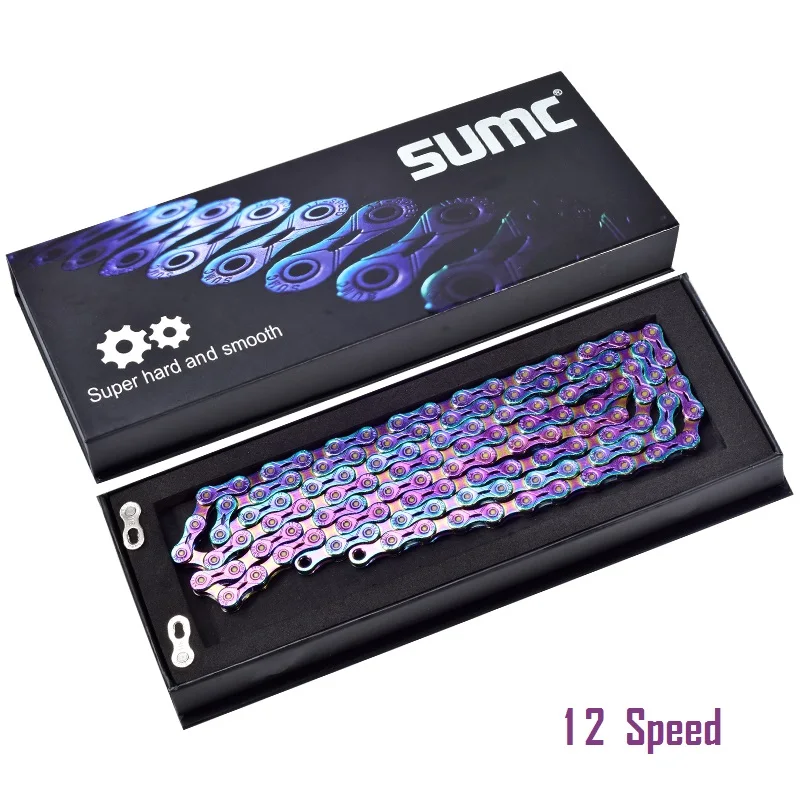 12 Speed SUMC велосипедной цепи яркий велосипедный цепной 10/11/12 Скорость Сверхлегкий полу-дутая цепочка цепь цветов радуги w/Волшебный карабин - Цвет: 12 Speed