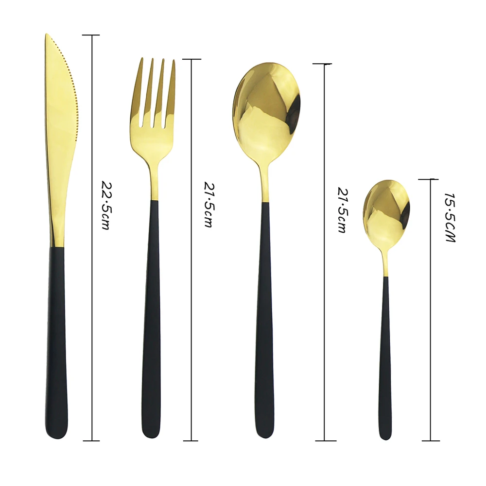 Столовые приборы из нержавеющей стали портативные столовые зеленого золота 18/10