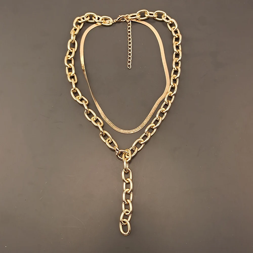 

Punk Gold Thick Chain Necklace For Women Fashion Hip Hop Exaggerated Big Chunky Collar Necklaces Party Jewelry Gift Vintage Goth