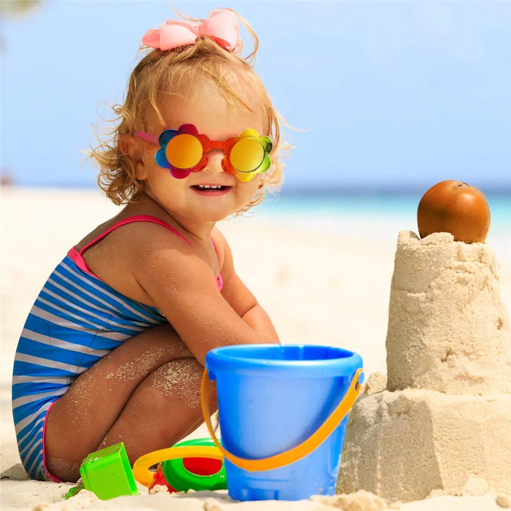 Детские круглые солнцезащитные очки в форме цветка красочные милые дорожные